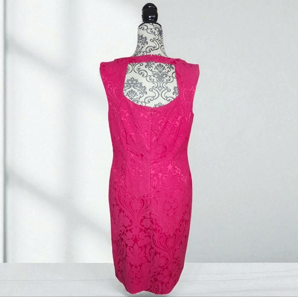 MELANIE LYNE Pink Damask Print Sleeveless Dress - 8 - Picture 4 of 7